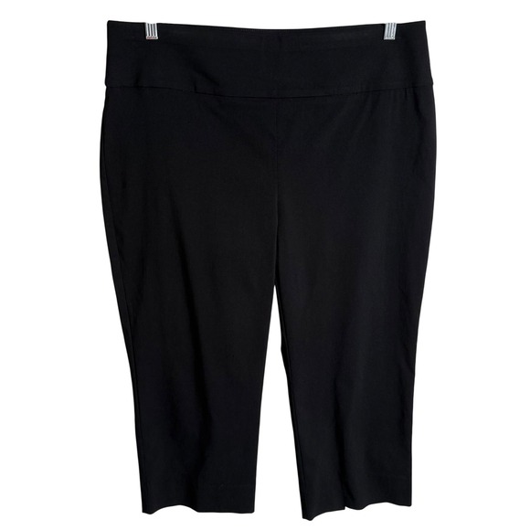 Chico's Pants - Chico's Black Pull-On Capri Pant Size XL US 16 Stretch Rayon Slim Slits Staple